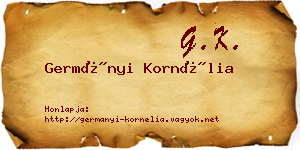 Germányi Kornélia névjegykártya
